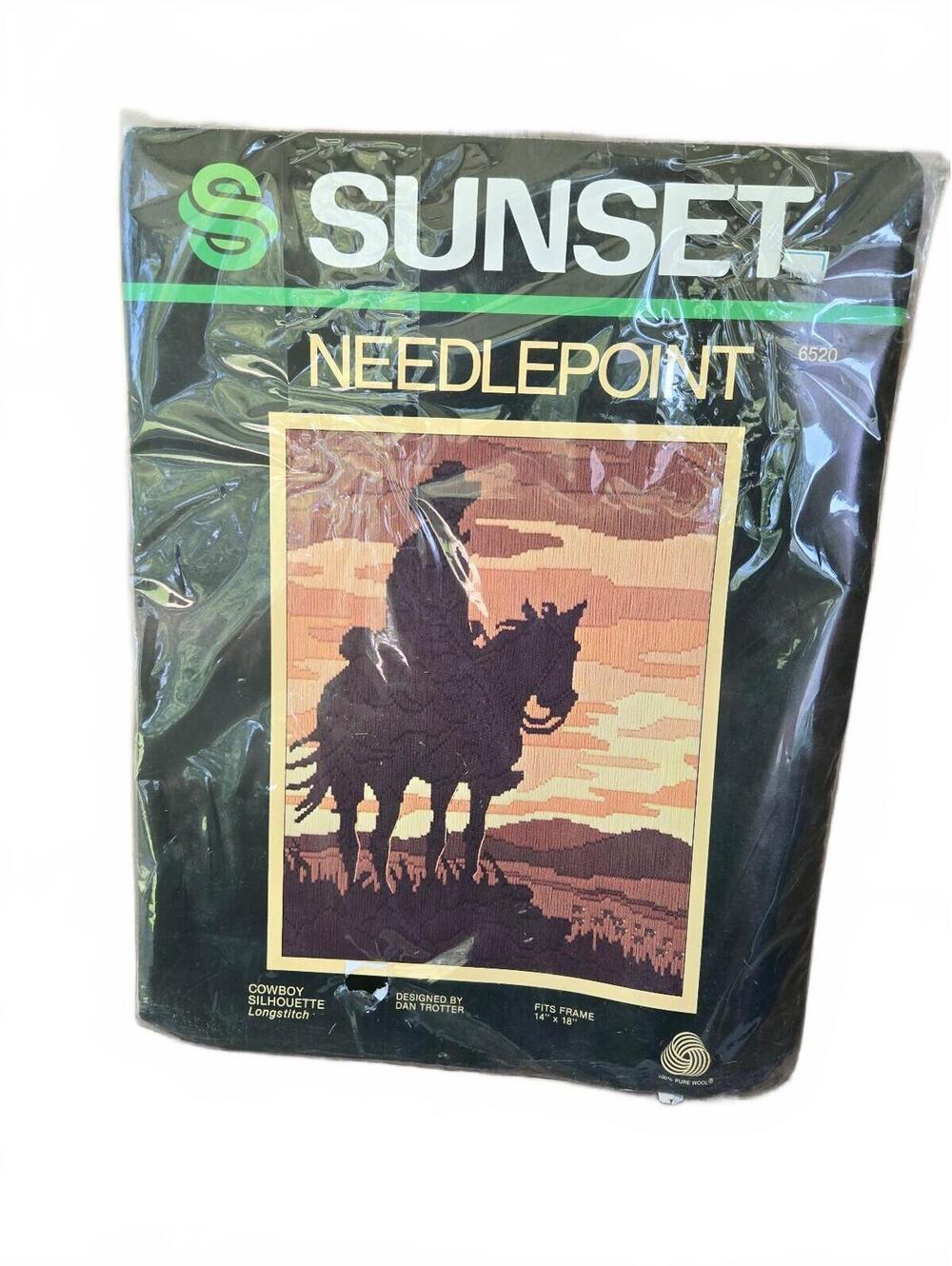 Sunset Needlepoint Kit Cowboy Silhouette Longstitch Designed by Dan Trotter